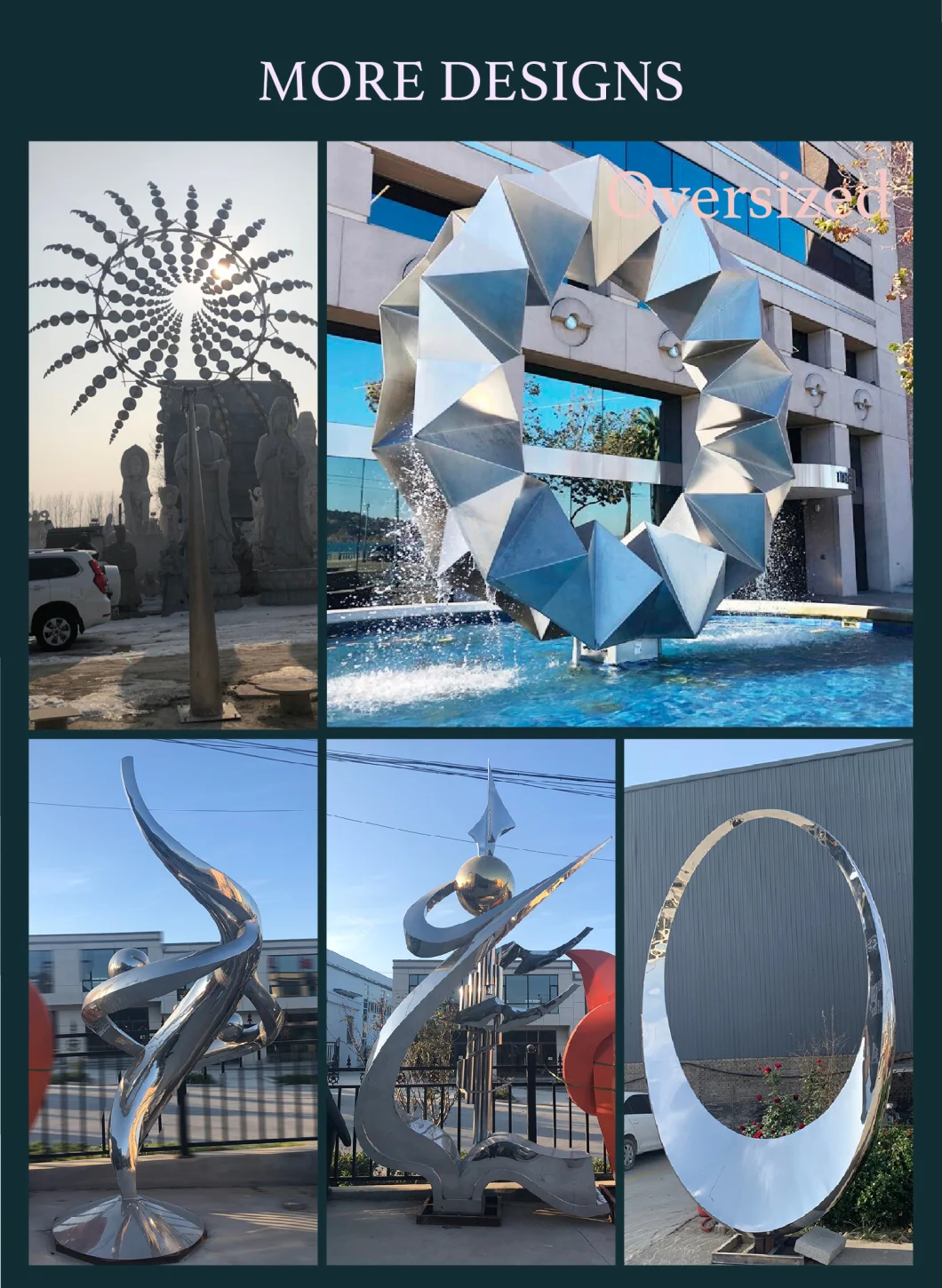 Chinese Factory Modern Art Outdoor Creative Abstract Stainless Steel Garden Sculpture with Light