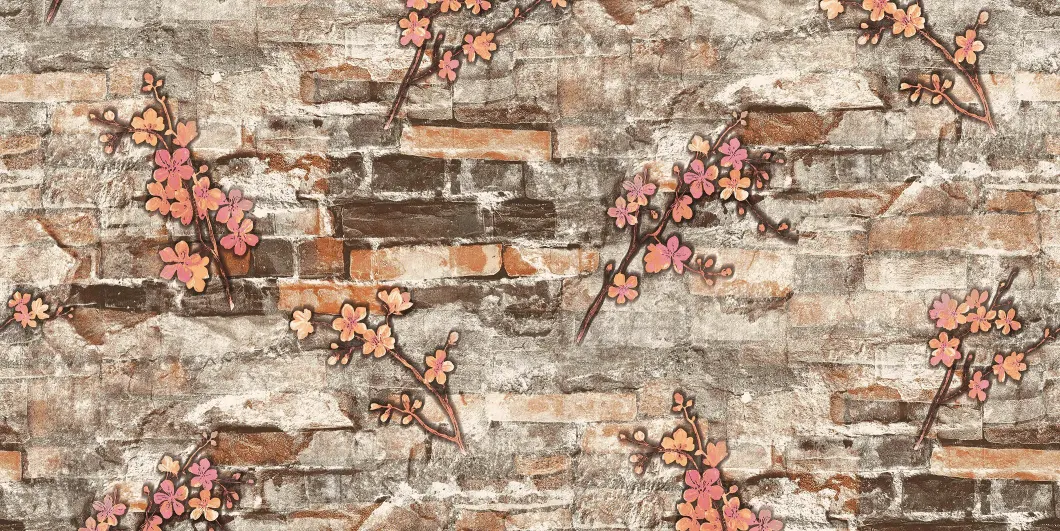 3D PVC Vinyl Brick Floral Wallpaper Modern Wall Paper