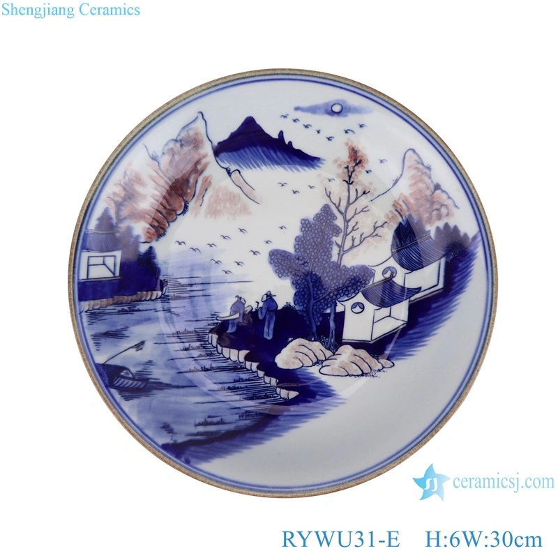 Jingdezhen Porcelain Underglazed Red Landscape, Dragon, Different Flower and Bird Pattern Ceramic Decorative Plate